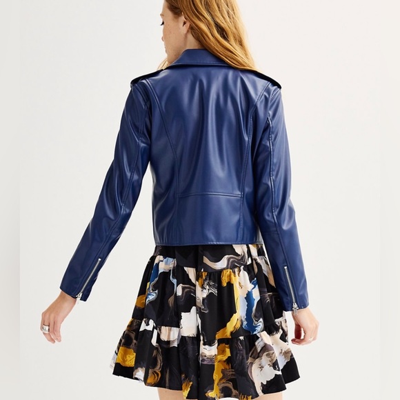 NWT Nine West Faux-Leather Moto Jacket Size XS - Picture 2 of 9